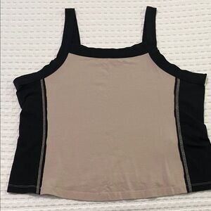 Pilcro Beige Center with Black Trim Square-Neck Tank